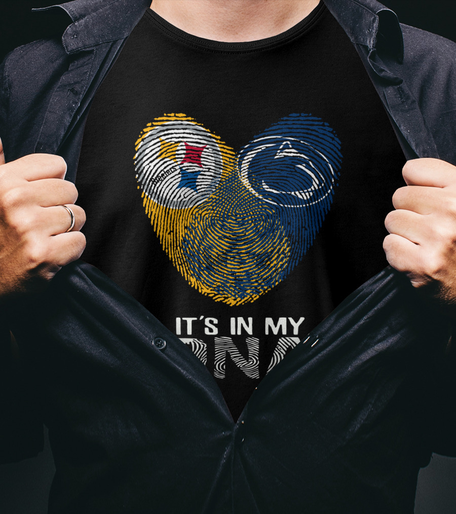 Steelers Penn State It's In My Dna Fingerprint Heart Logos T-Shirt