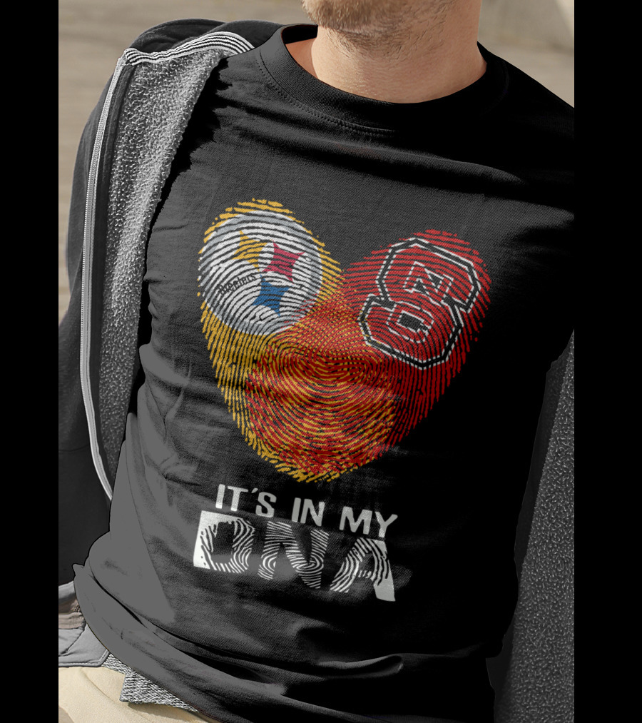 Steelers NC St It's In My DNA Fingerprint Heart T-Shirt