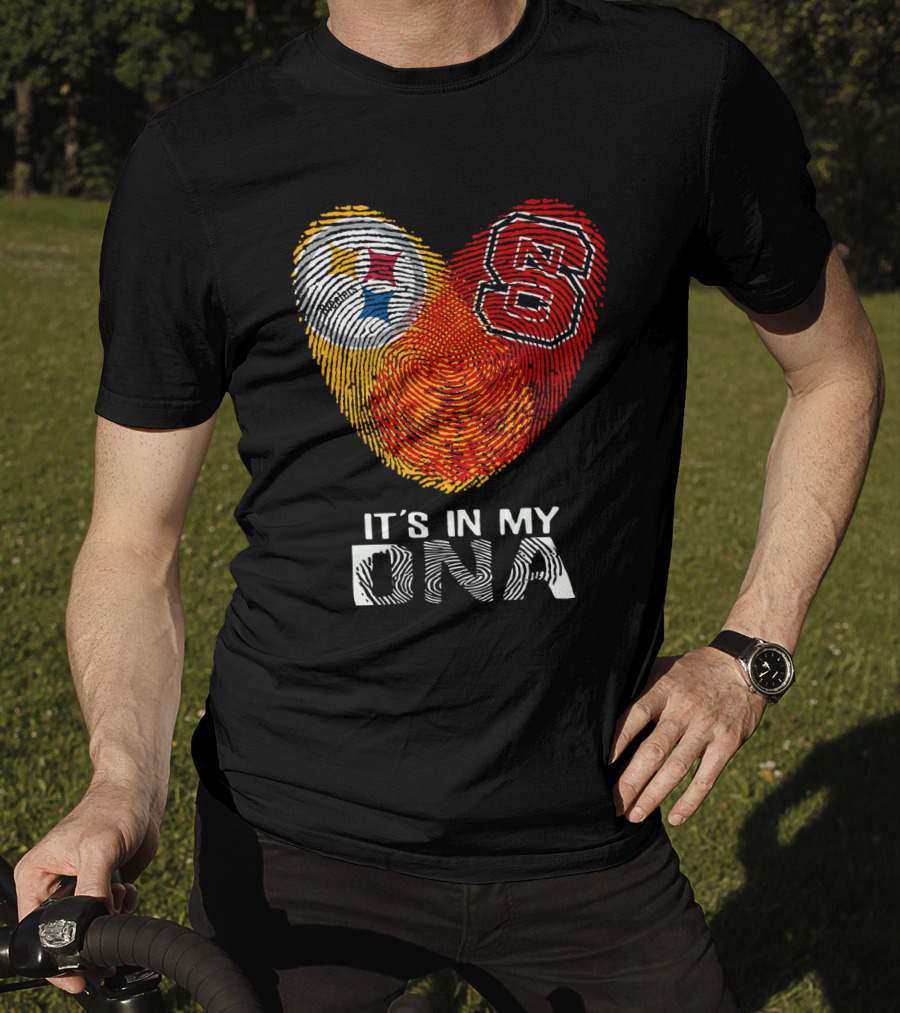 Steelers NC St It's In My DNA Fingerprint Heart T-Shirt