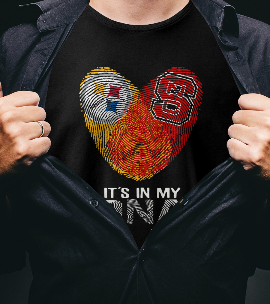 Steelers NC St It's In My DNA Fingerprint Heart T-Shirt