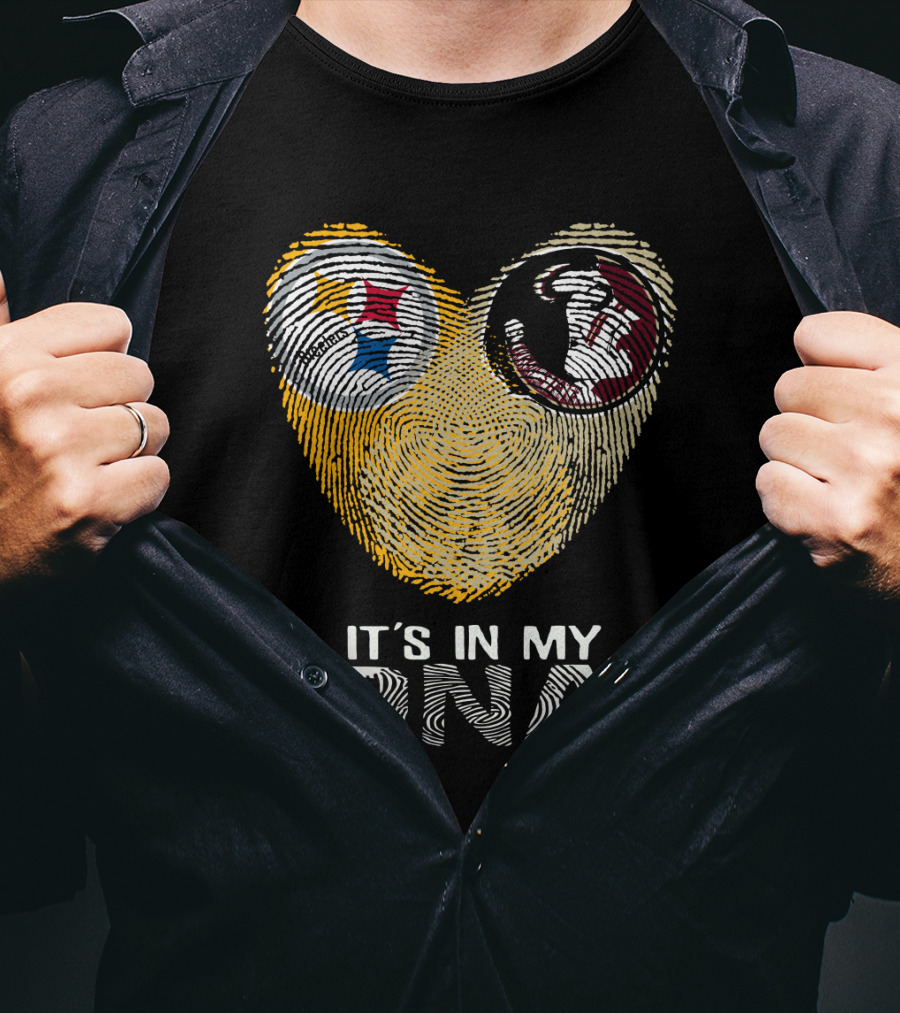 Steelers Seminoles It's In My DNA Fingerprint Heart T-Shirt