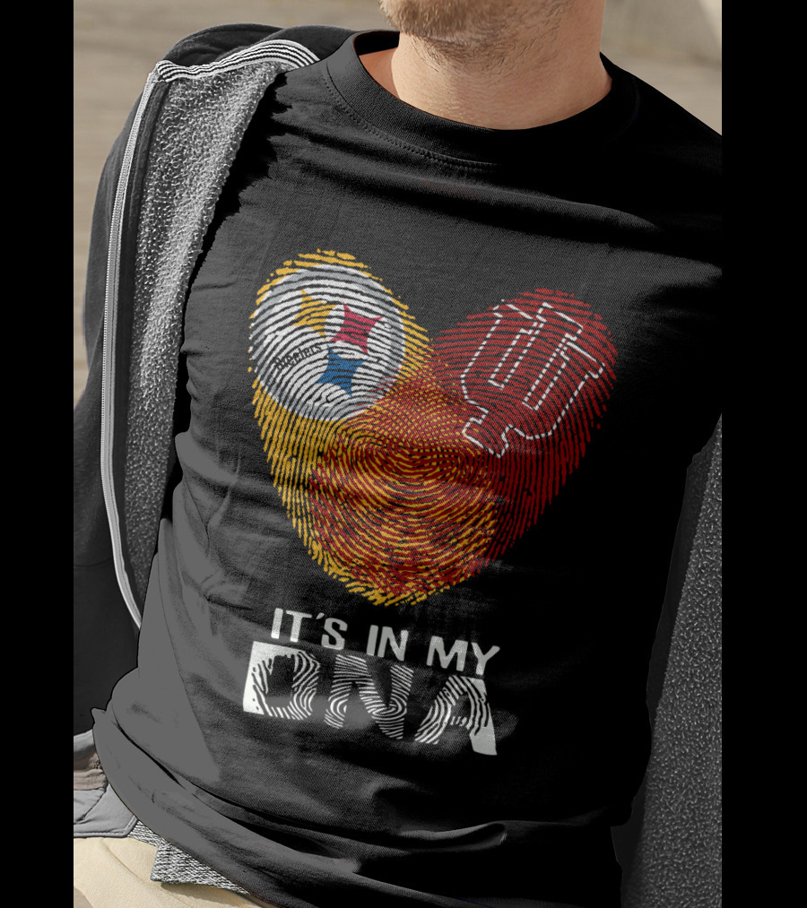 Steelers Indiana Hoosiers It's In My DNA Fingerprint Heart T-Shirt