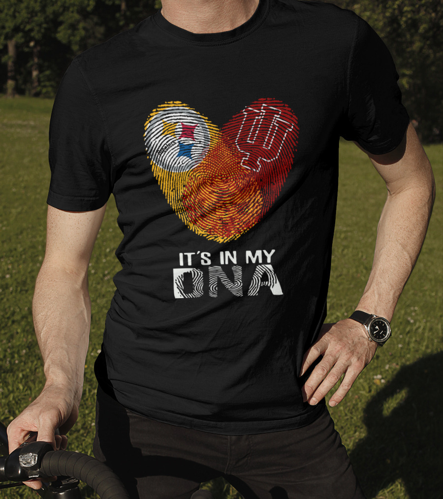 Steelers Indiana Hoosiers It's In My DNA Fingerprint Heart T-Shirt
