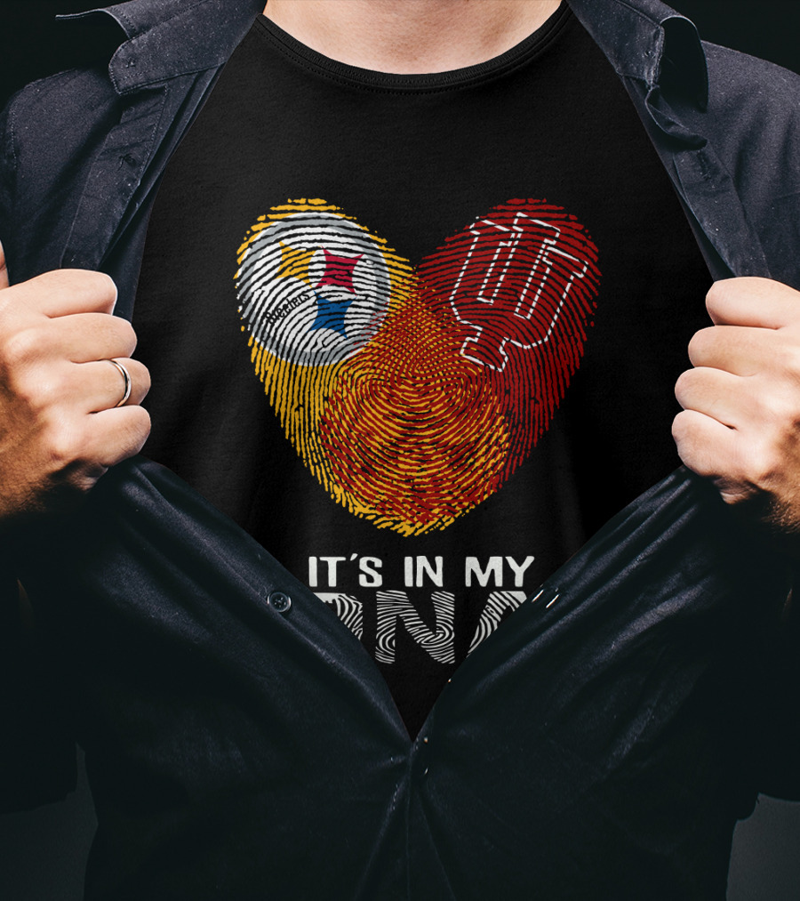 Steelers Indiana Hoosiers It's In My DNA Fingerprint Heart T-Shirt