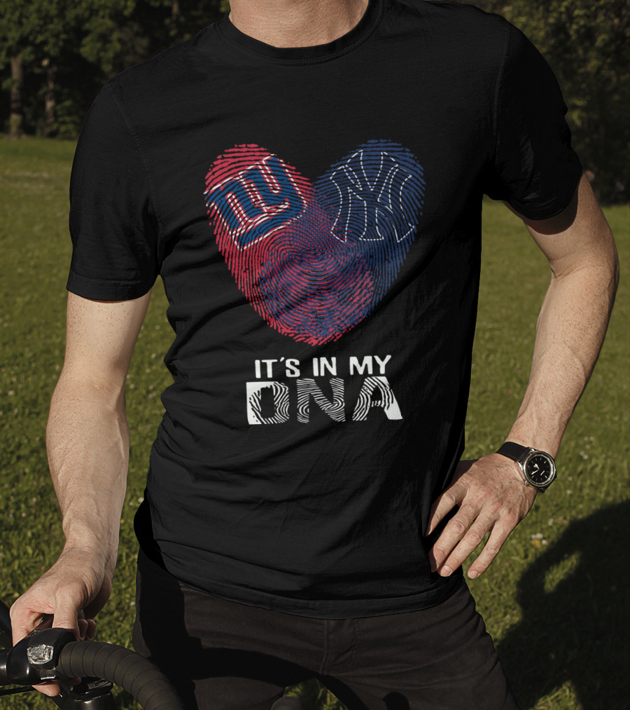 Giants Yankees NY It's In My DNA Fingerprint Heart T-Shirt