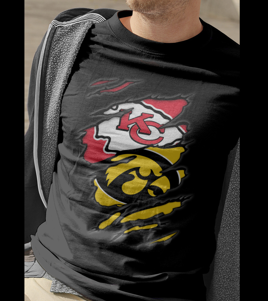 Chiefs Iowa Hawkeyes Kc Logo Fusion T-Shirt