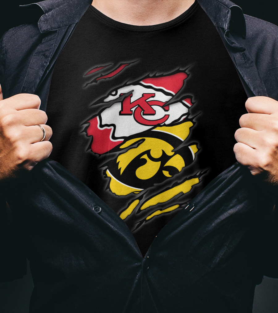 Chiefs Iowa Hawkeyes Kc Logo Fusion T-Shirt