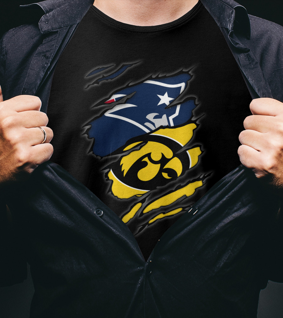 Patriots Iowa Hawkeyes Football Crossover Fan T-Shirt
