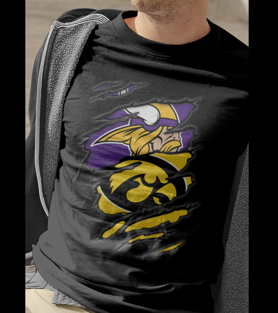 Minnesota Vikings And University Of Iowa Hawkeyes Inspired T-Shirt