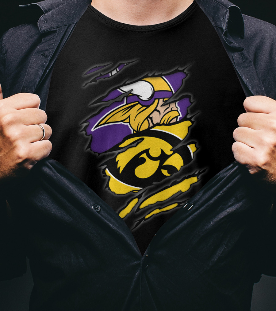 Minnesota Vikings And University Of Iowa Hawkeyes Inspired T-Shirt