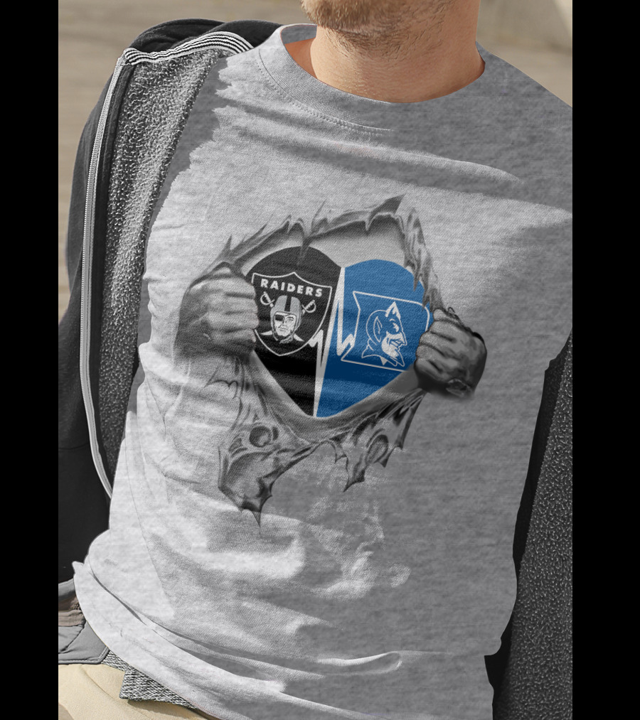 Raiders Duke Heartbeat Loyalty Football Basketball Fusion T-Shirt