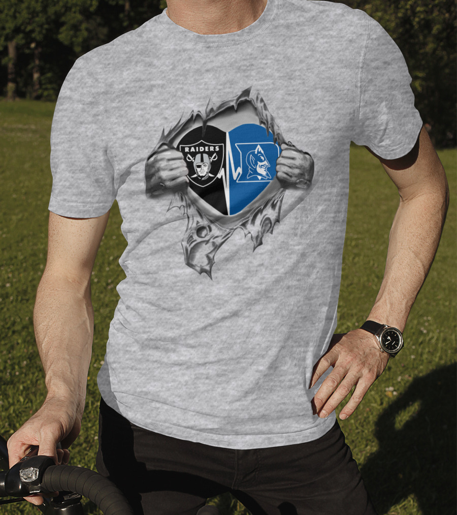Raiders Duke Heartbeat Loyalty Football Basketball Fusion T-Shirt