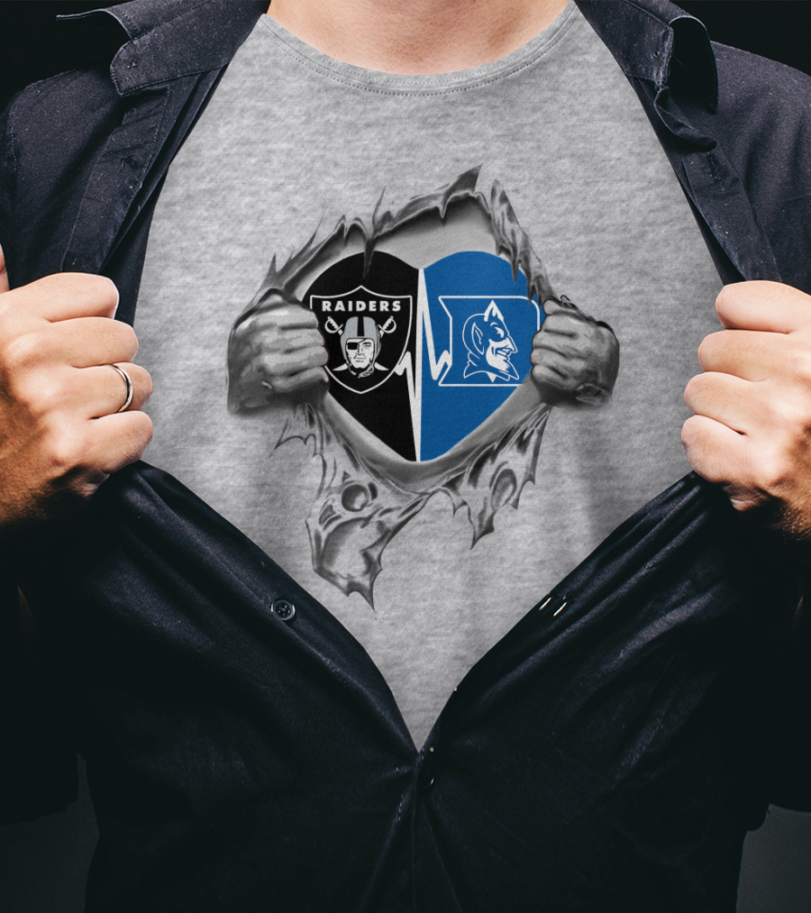 Raiders Duke Heartbeat Loyalty Football Basketball Fusion T-Shirt