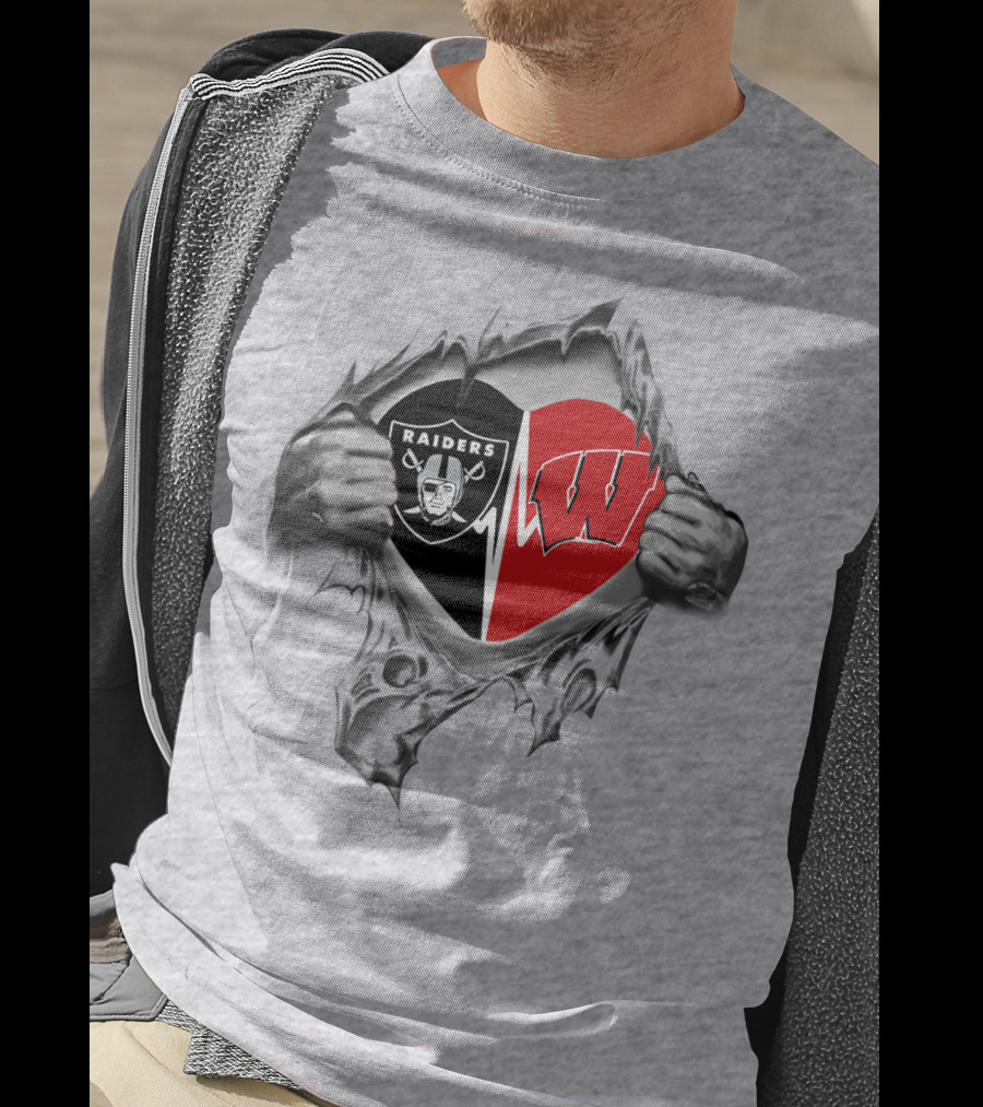 Raiders Badgers Heart Logo Fusion T-Shirt
