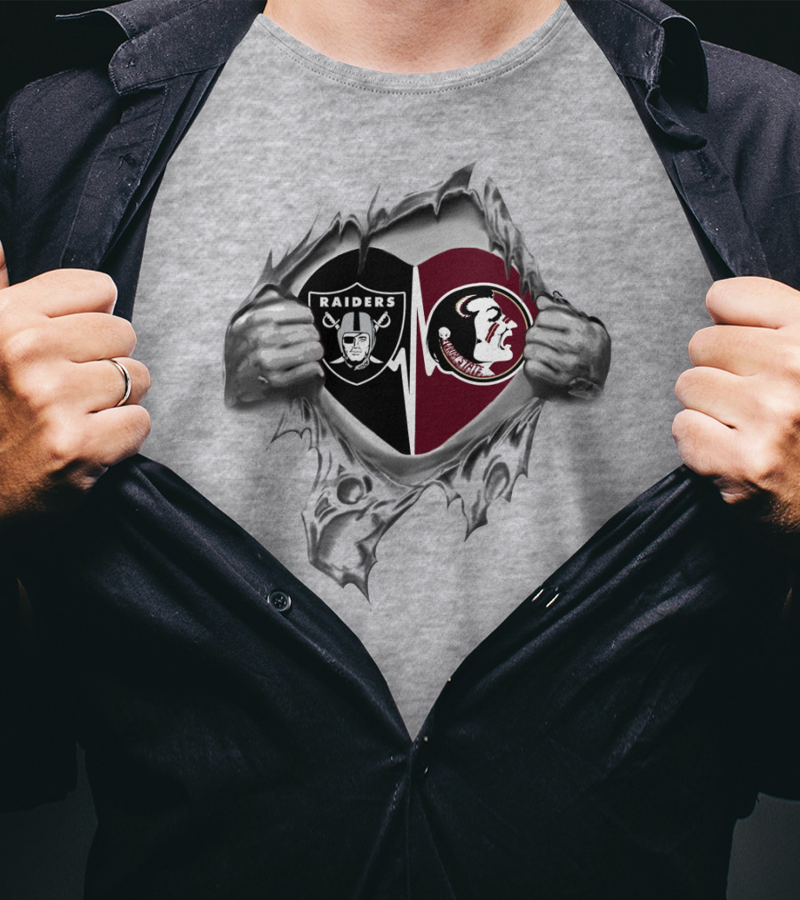 Raiders Seminoles Heartbeat Loyalty Passion T-Shirt