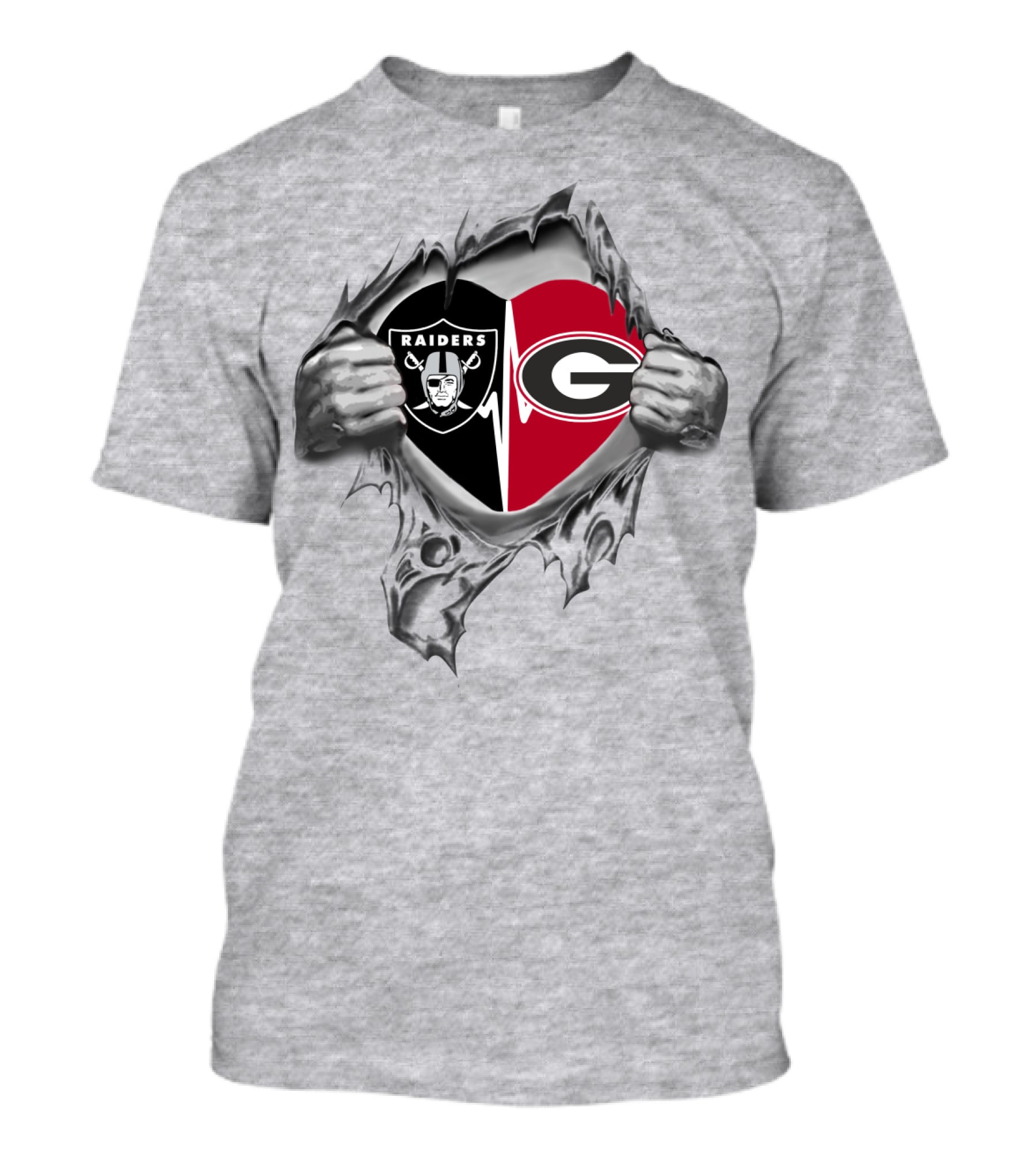 Raiders Georgia Bulldogs Heart Icons T-Shirt