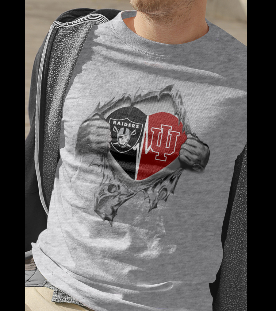 Raiders Hoosiers Heartbeat Fusion With Raider And IU T-Shirt