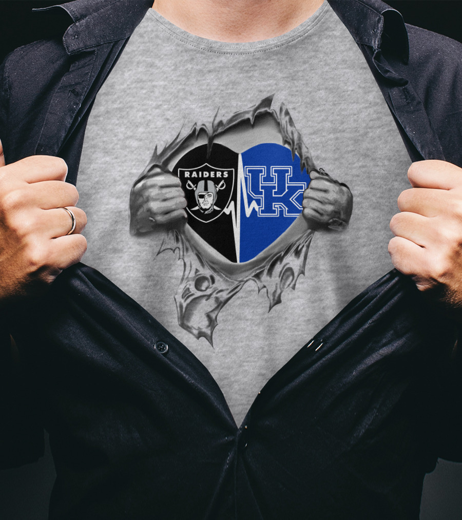 Raiders Uk Heartbeat Logo Split Kentucky T-Shirt