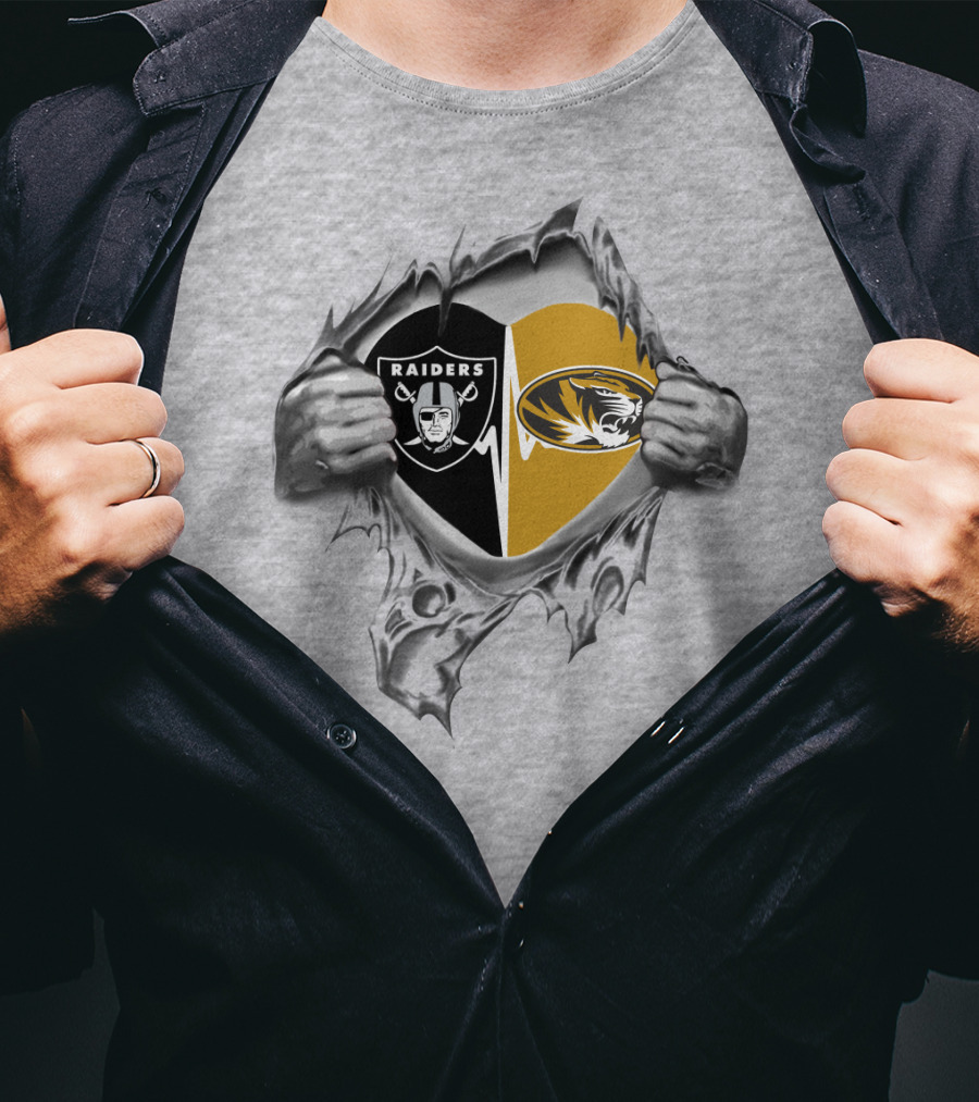 Raiders Tigers Heartbeat Raiders Missouri Tigers T-Shirt