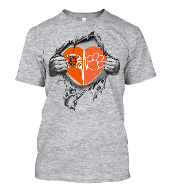Bears Clemson Tigers Heart Symbol Fusion T-Shirt