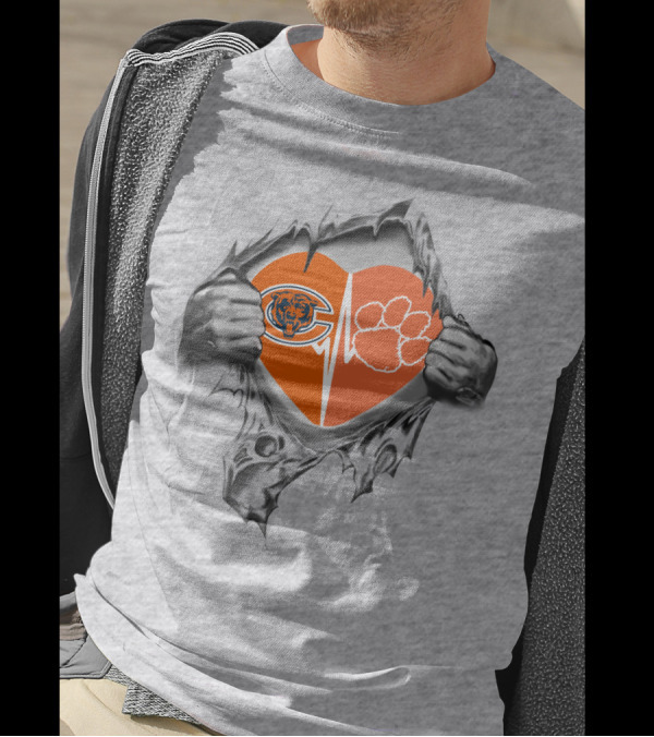 Bears Clemson Tigers Heart Symbol Fusion T-Shirt