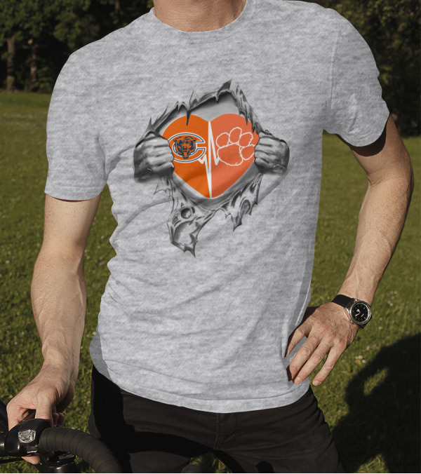 Bears Clemson Tigers Heart Symbol Fusion T-Shirt