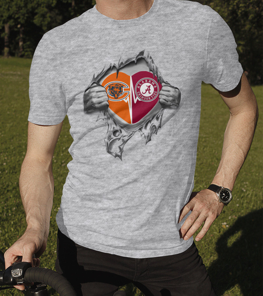 Bears Chicago Alabama Crimson Tide Heart T-Shirt