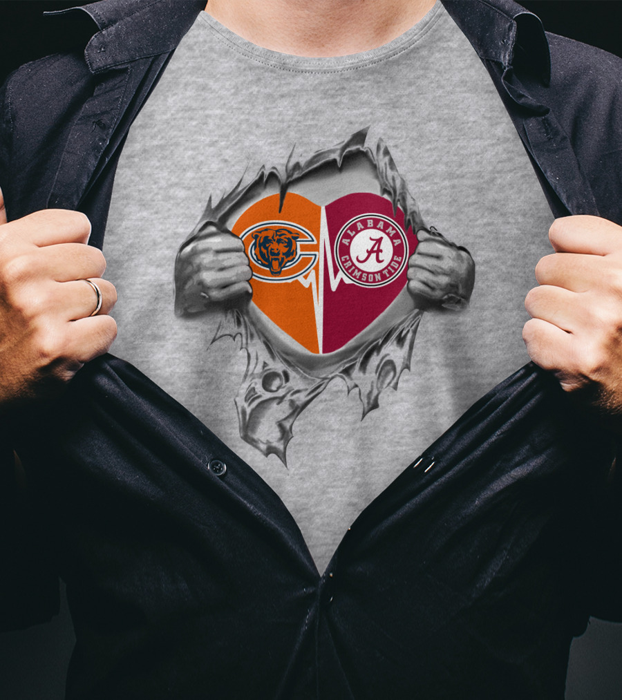 Bears Chicago Alabama Crimson Tide Heart T-Shirt