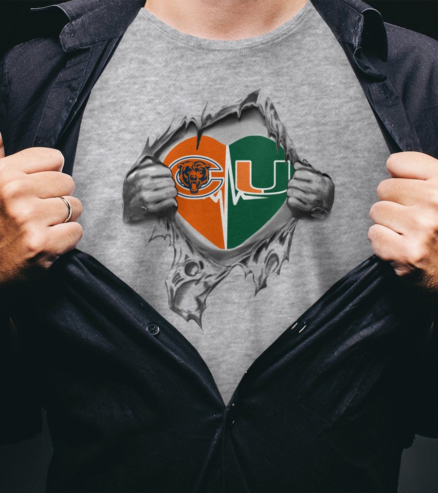 Bears Hurricanes Heart Shaped Torn T-Shirt