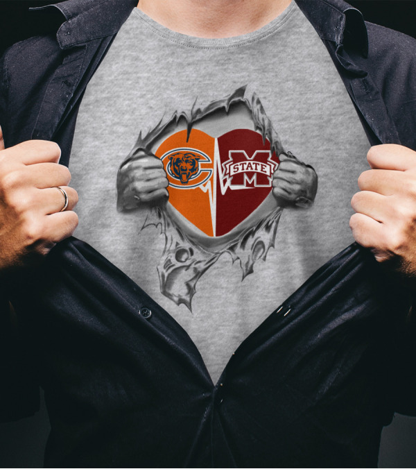 Chicago Bears Mississippi State Heart T-Shirt