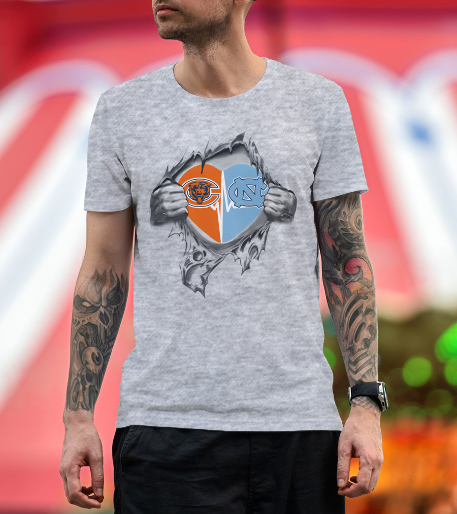 Bears Tar Heels Heart Break Open Logo Fusion T-Shirt