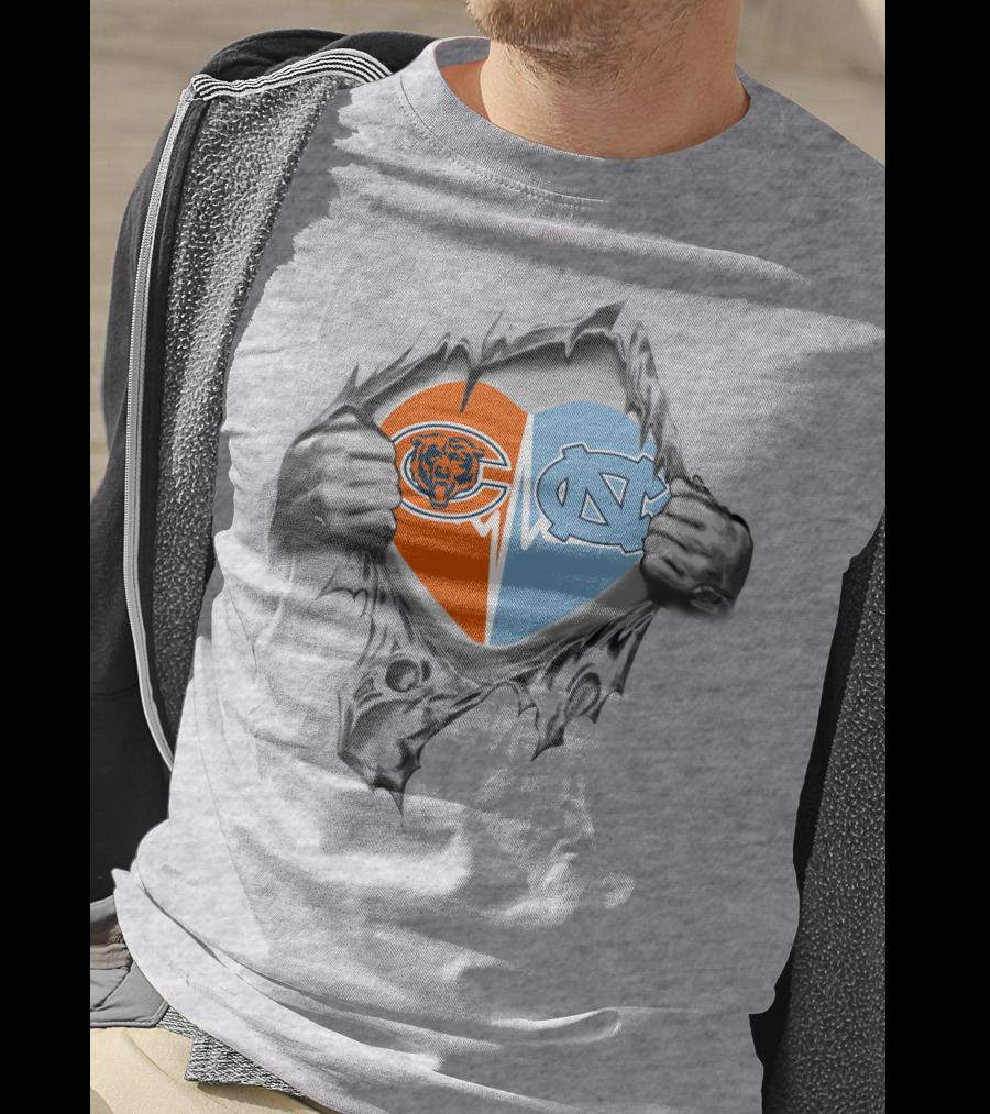 Bears Tar Heels Heart Break Open Logo Fusion T-Shirt