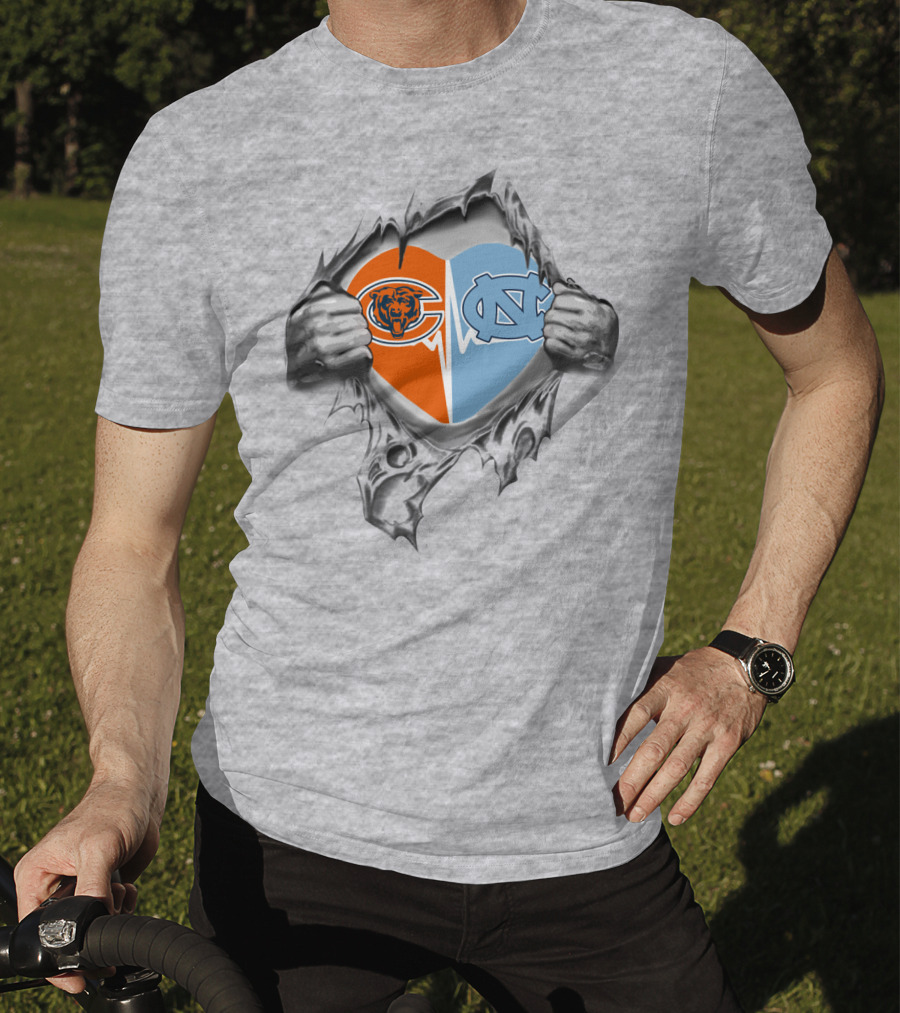 Bears Tar Heels Heart Break Open Logo Fusion T-Shirt