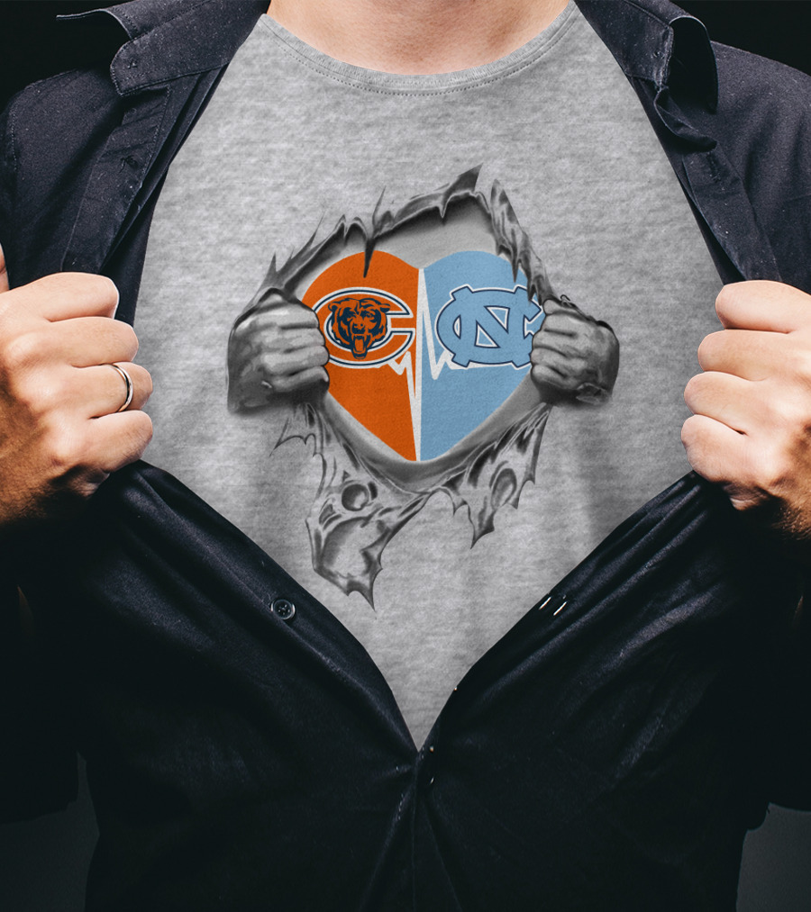 Bears Tar Heels Heart Break Open Logo Fusion T-Shirt