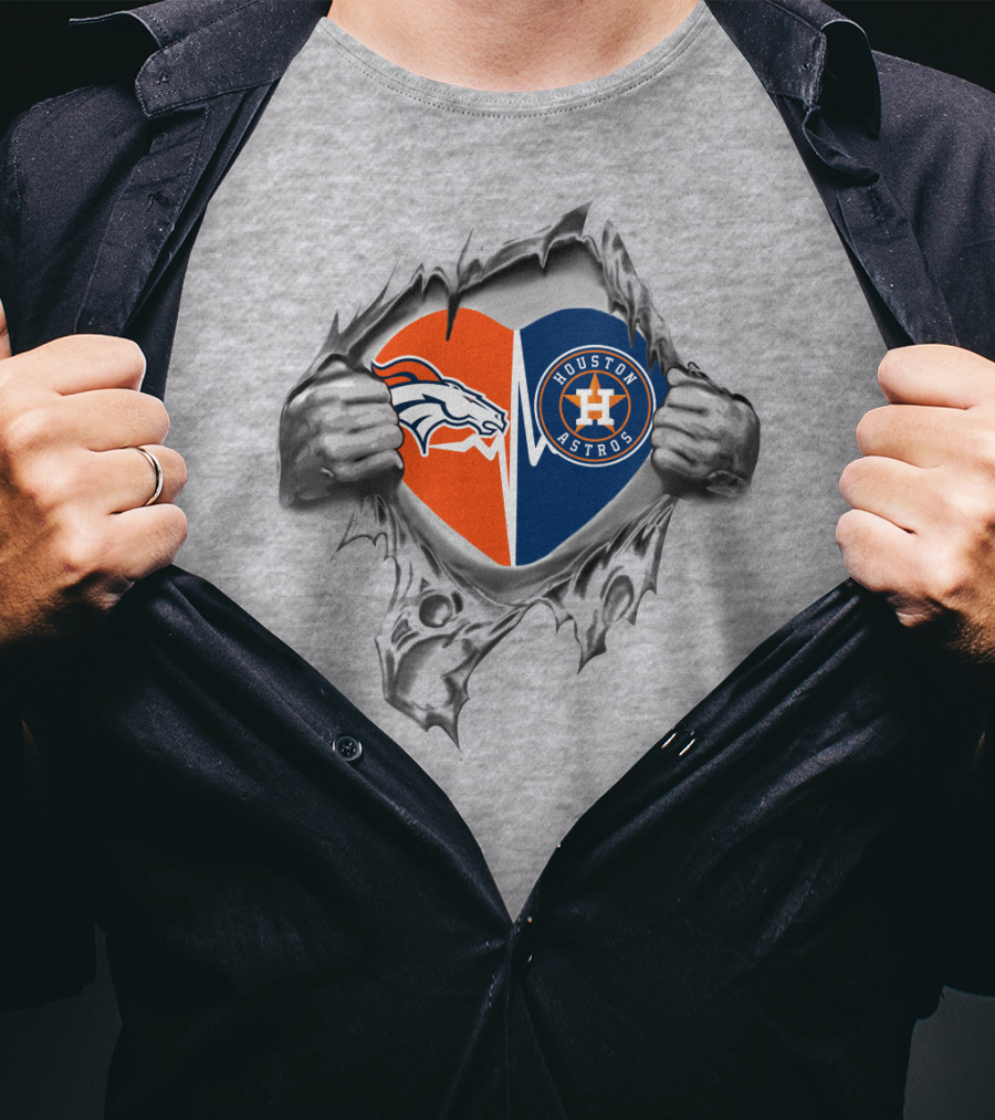 Broncos Astros Split Heart T-Shirt