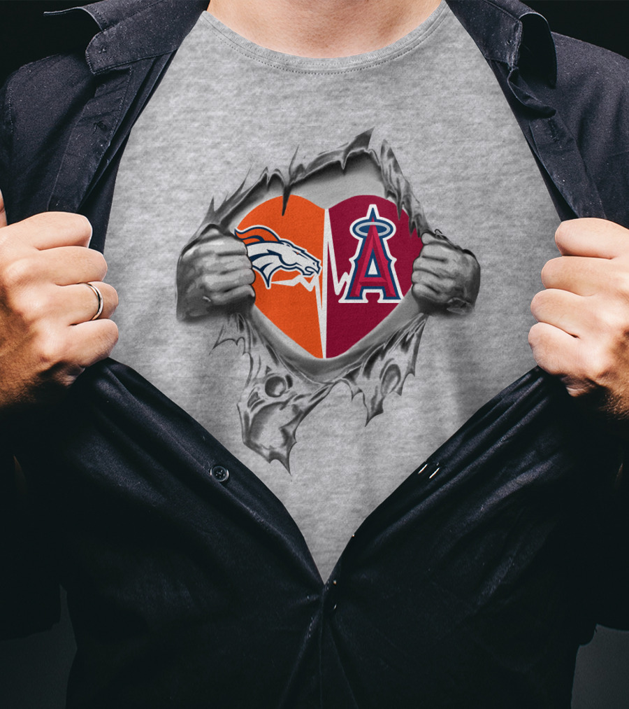 Broncos Angels Heart Torn Open Logo Fusion T-Shirt