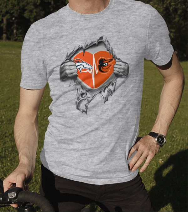 Broncos Ravens Heartbeat Passion T-Shirt