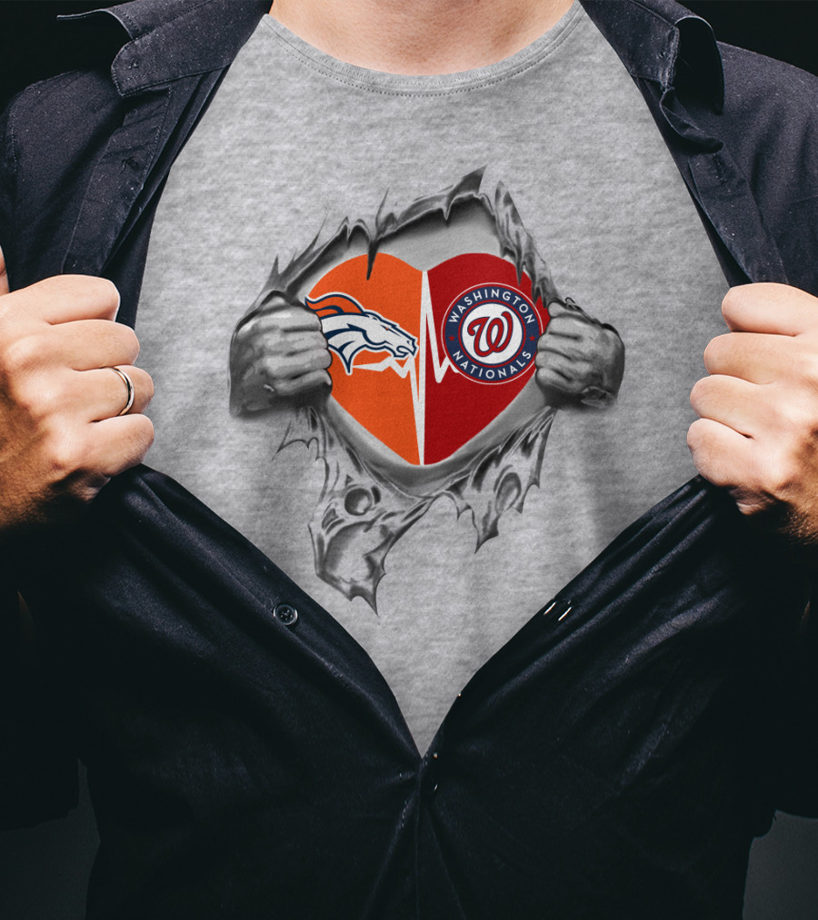 Broncos Washington Nationals Heart Logo T-Shirt