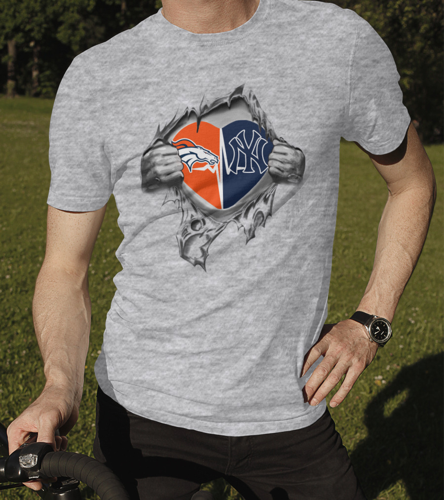 Broncos Yankees Heart T-Shirt