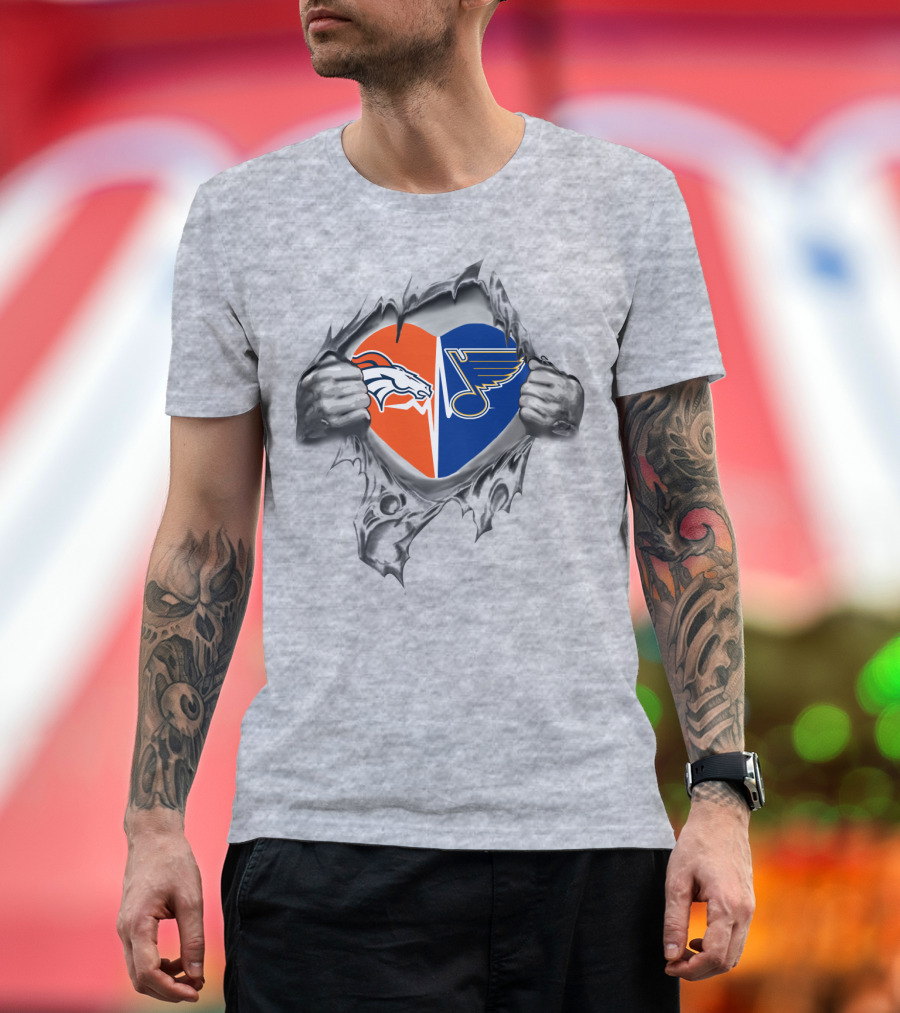 Broncos Louis Blues Heart T-Shirt