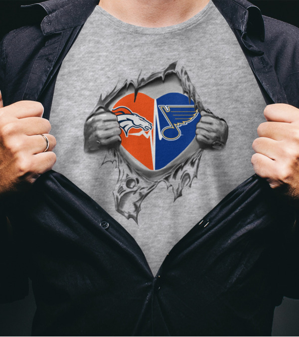 Broncos Louis Blues Heart T-Shirt