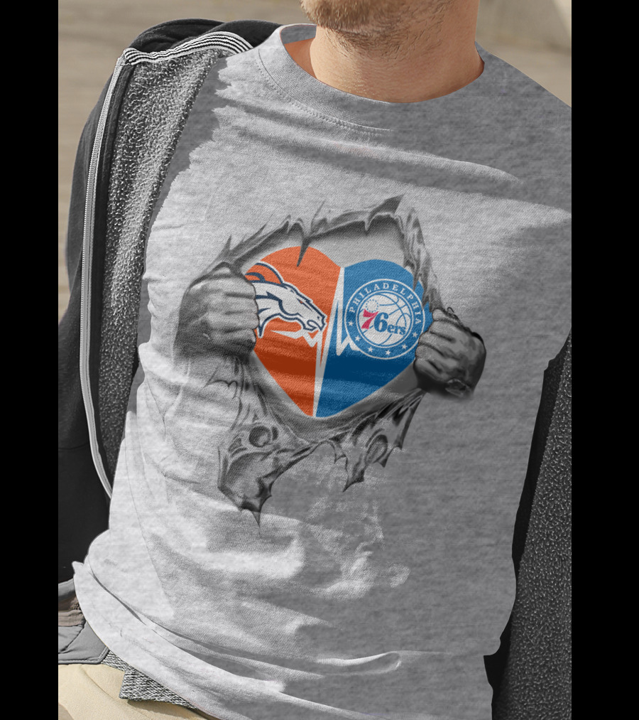 Broncos 76ers Heart Torn T-Shirt
