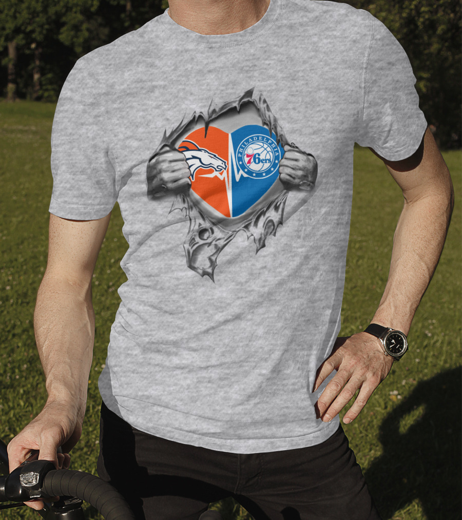 Broncos 76ers Heart Torn T-Shirt