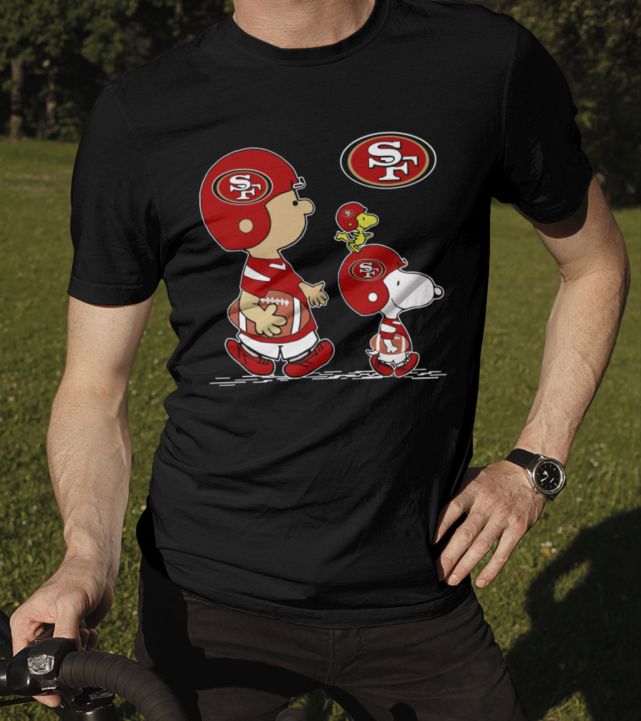 49Ers SF Peanuts Snoopy Woodstock Football T-Shirt