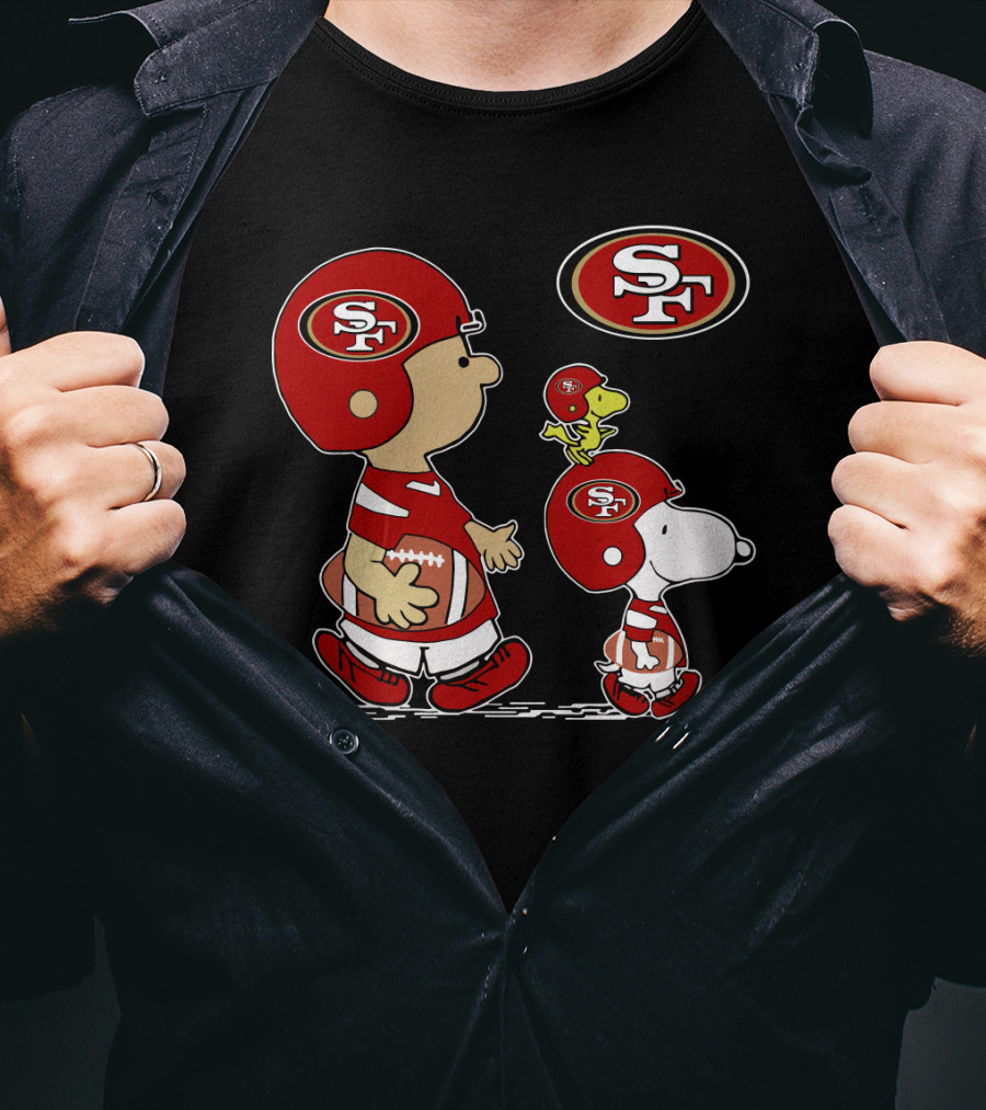 49Ers SF Peanuts Snoopy Woodstock Football T-Shirt