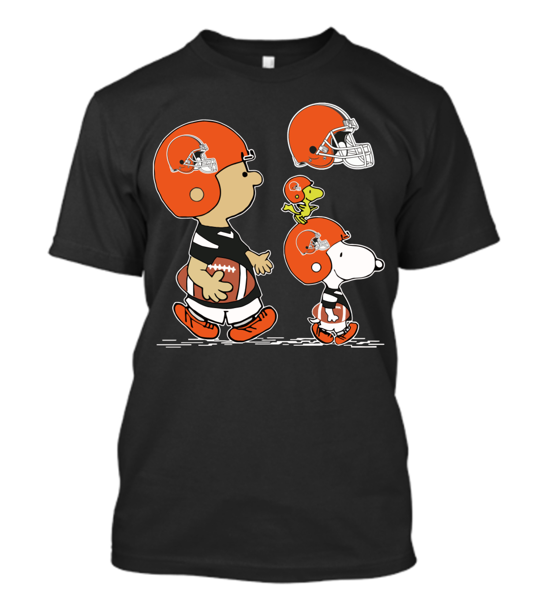 Browns Charlie Brown Snoopy Woodstock Football Helmets T-Shirt