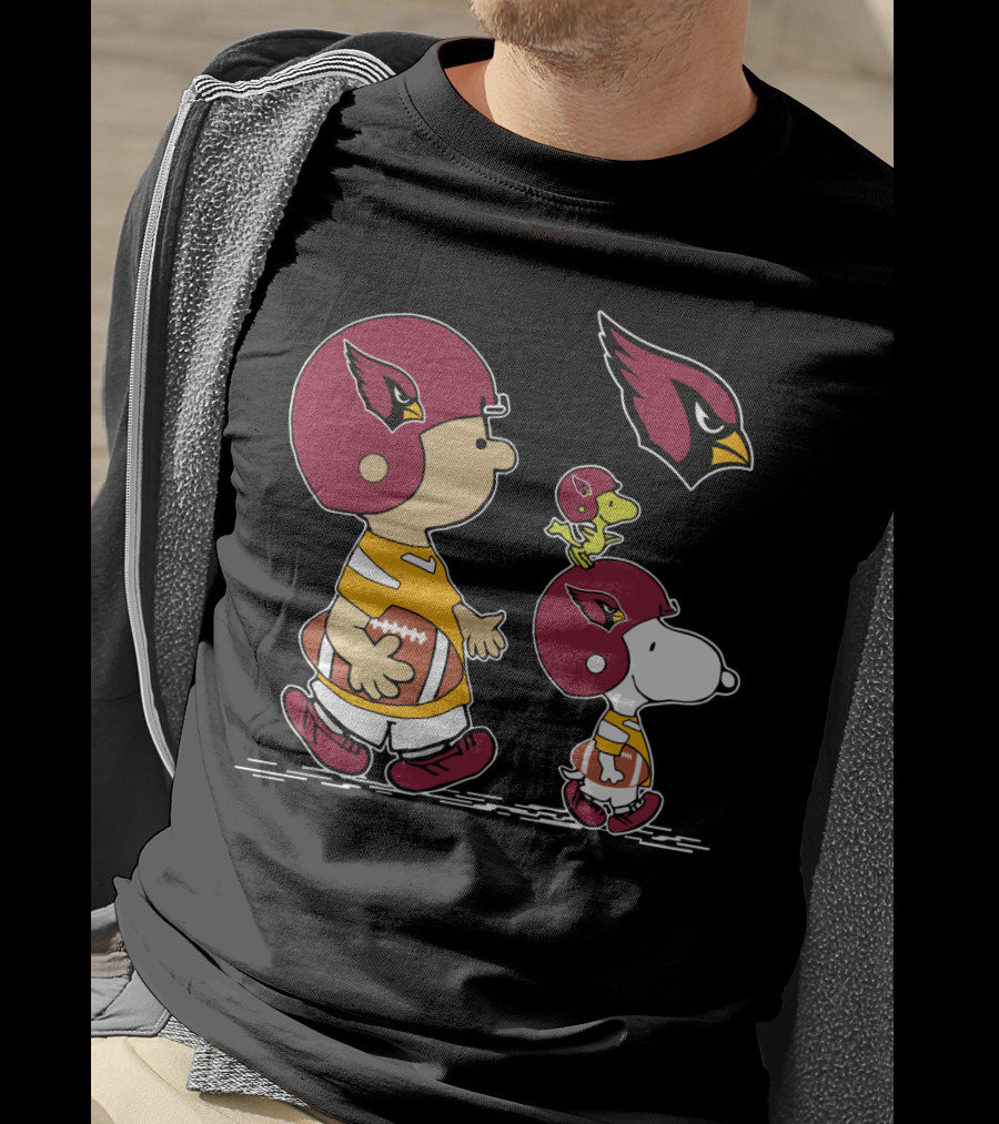 Cardinals Snoopy Woodstock Football Charlie Brown Peanuts Helmet T-Shirt