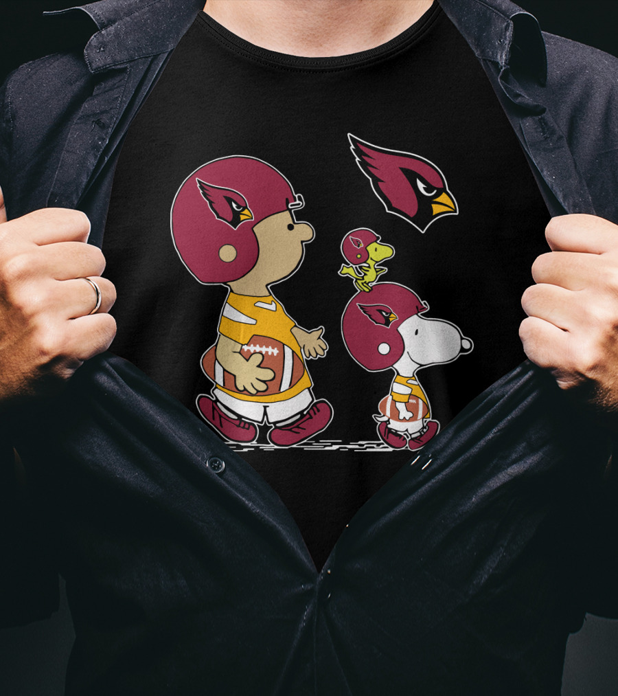 Cardinals Snoopy Woodstock Football Charlie Brown Peanuts Helmet T-Shirt