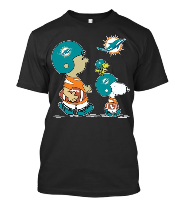 Miami Dolphins Snoopy And Woodstock Football Adventure T-Shirt