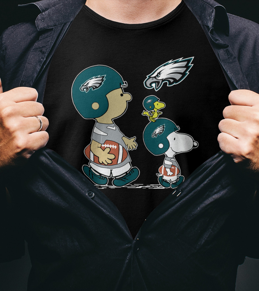 Philadelphia Eagles Snoopy Woodstock Football Helmet Adventure T-Shirt